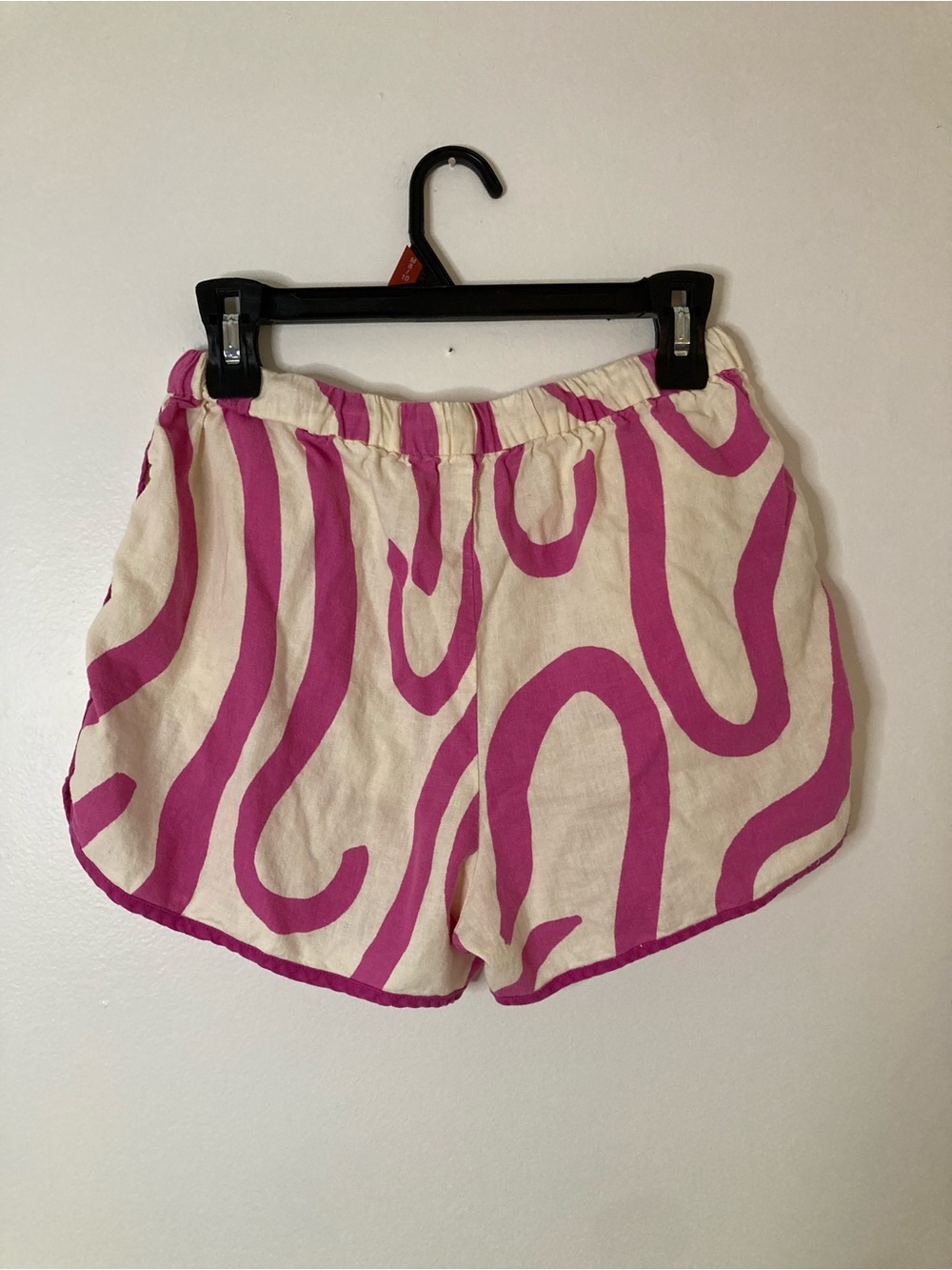 MNG Mango Linen Blend PJ Set Abstract Pink Wavy Stripe Pajama Loungewear XS 4 - Picture 8 of 11